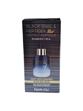 FarmStay KOREAN Black Snail & Peptide9 PERFECT AMPOULE Deep Replenishing Mucin